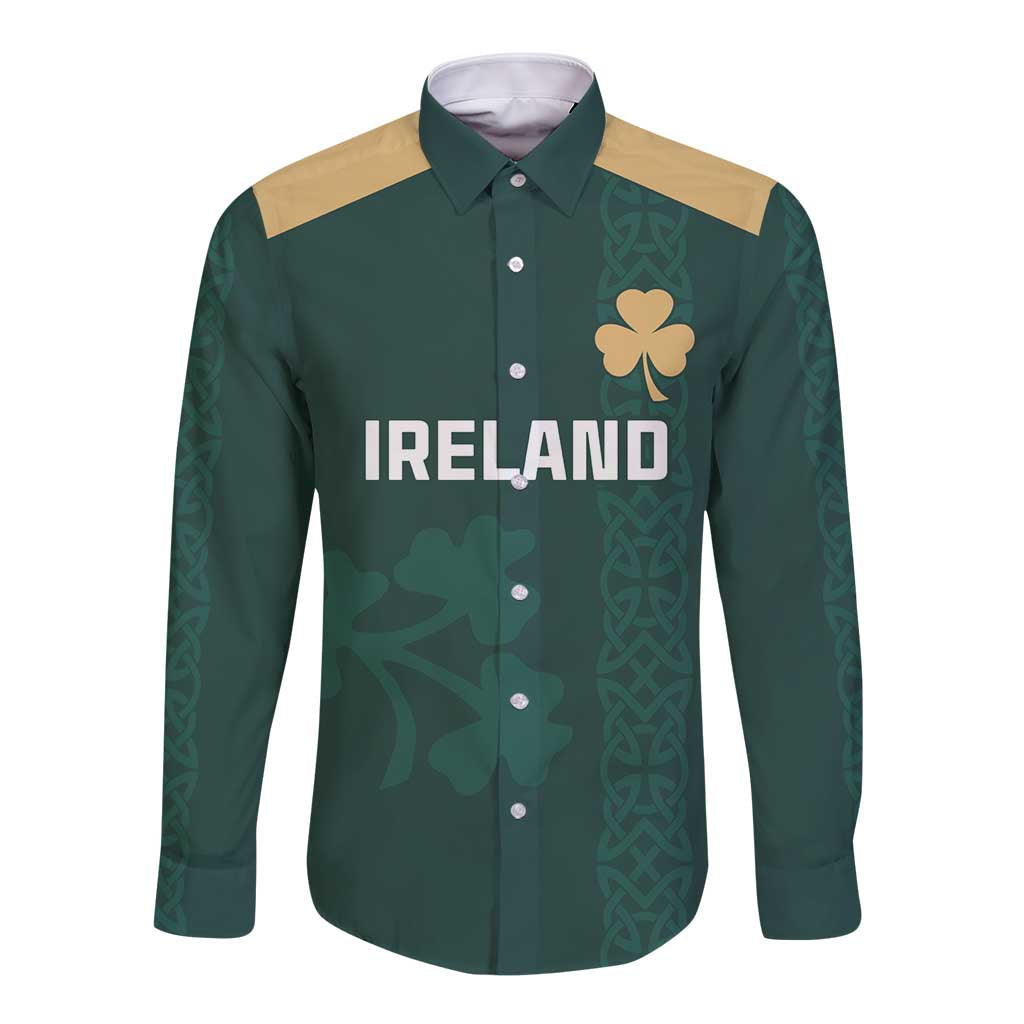 Custom Ireland World Cup Retro 2024 Long Sleeve Button Shirt - Wonder Print Shop