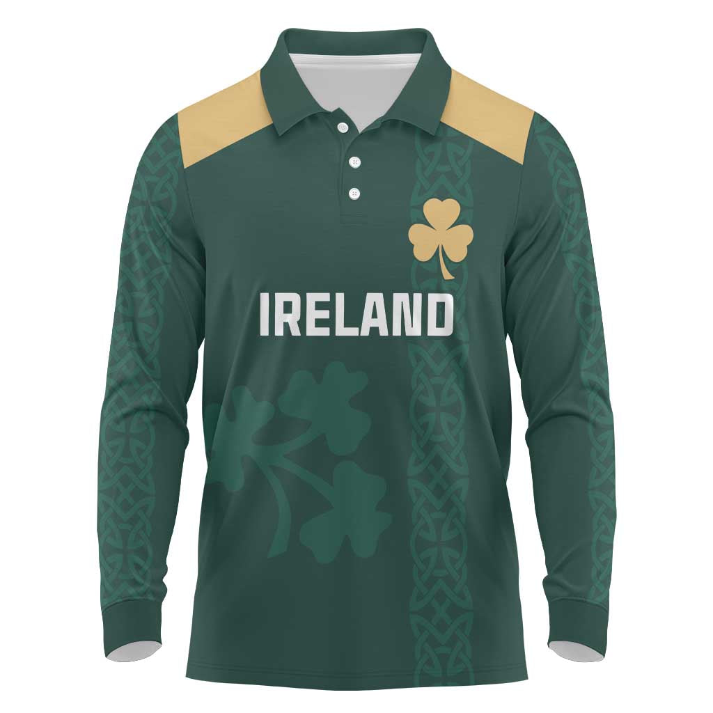 Custom Ireland World Cup Retro 2024 Long Sleeve Polo Shirt - Wonder Print Shop