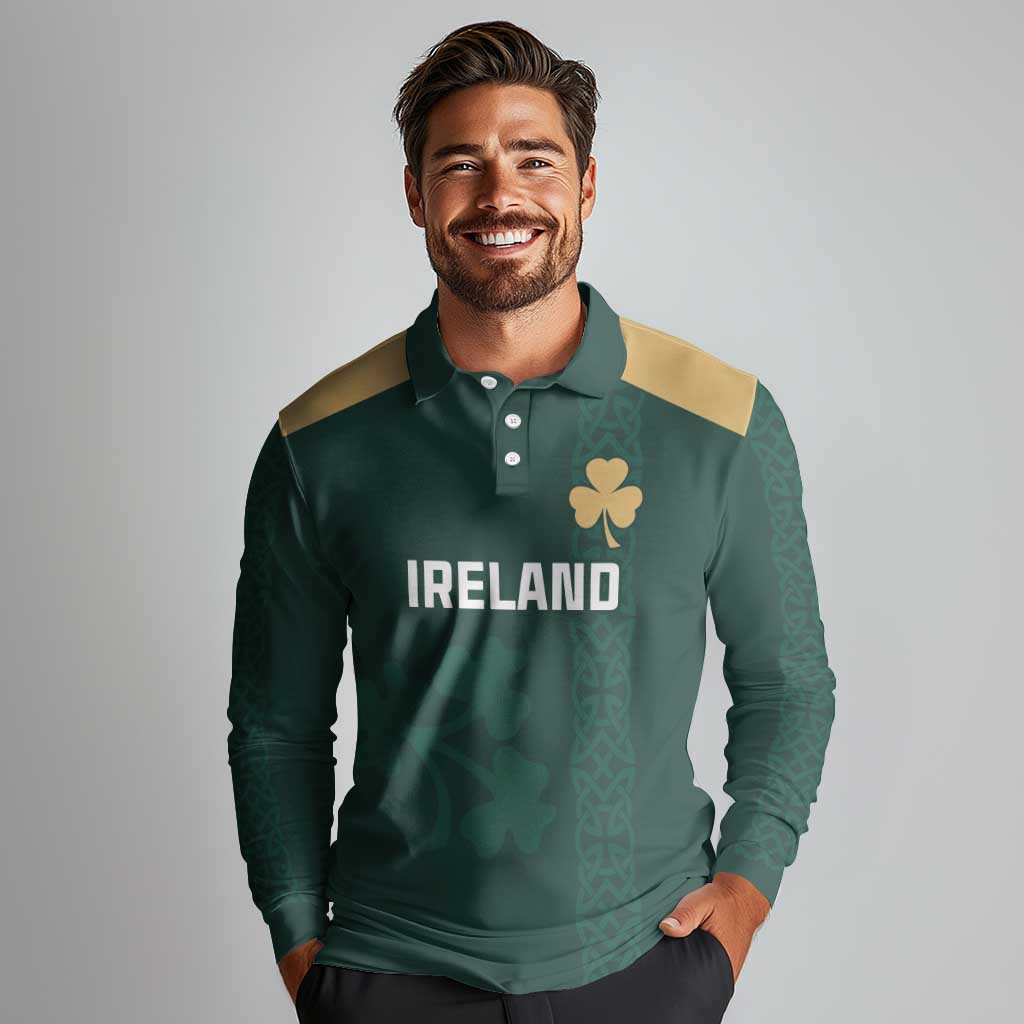 Custom Ireland World Cup Retro 2024 Long Sleeve Polo Shirt - Wonder Print Shop