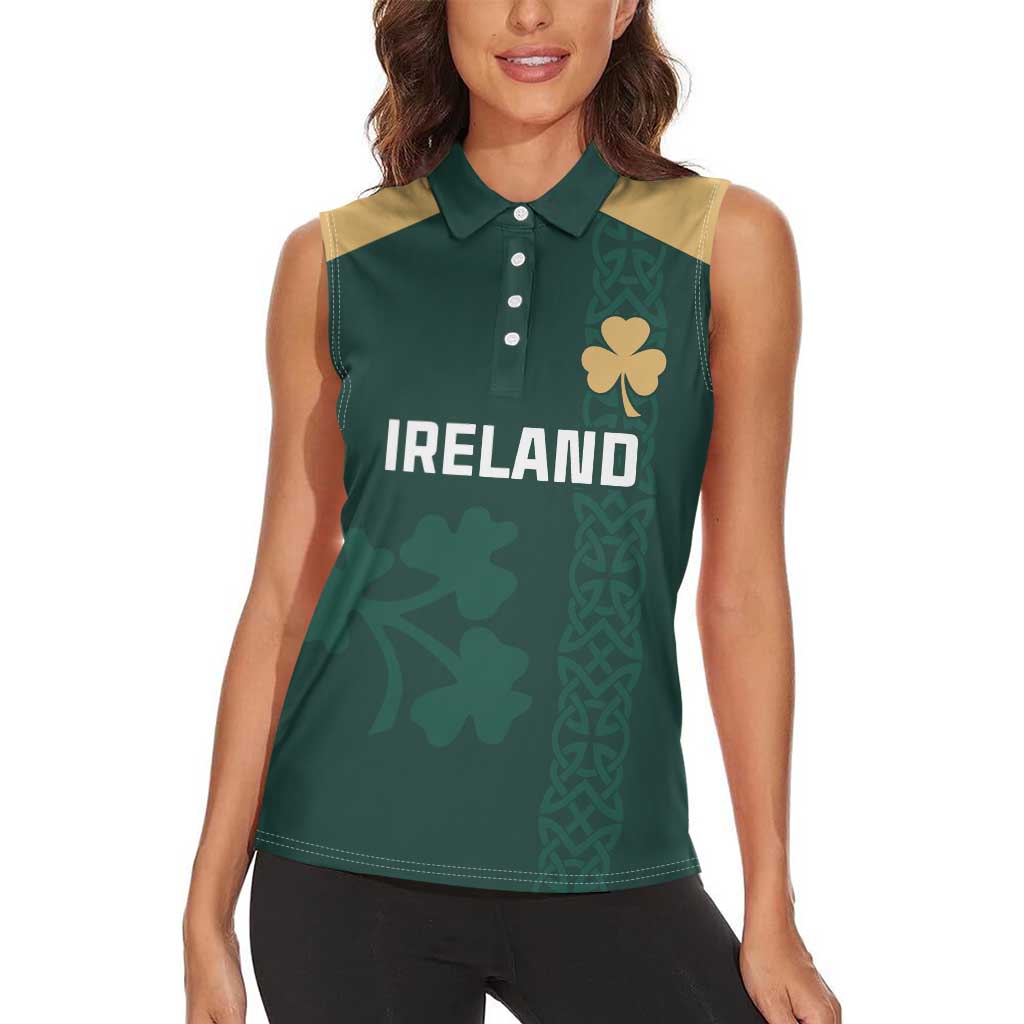 Custom Ireland World Cup Retro 2024 Women Sleeveless Polo Shirt - Wonder Print Shop
