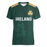 Custom Ireland World Cup Retro 2024 Women V-Neck T-Shirt - Wonder Print Shop