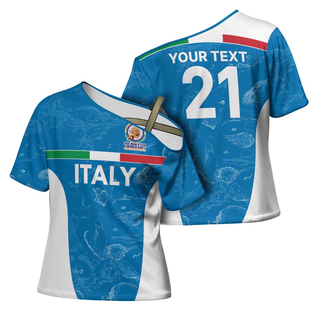 Custom Italy Cricket Spirit 2026 Cross Shoulder Shirt World T20 Edition - Wonder Print Shop