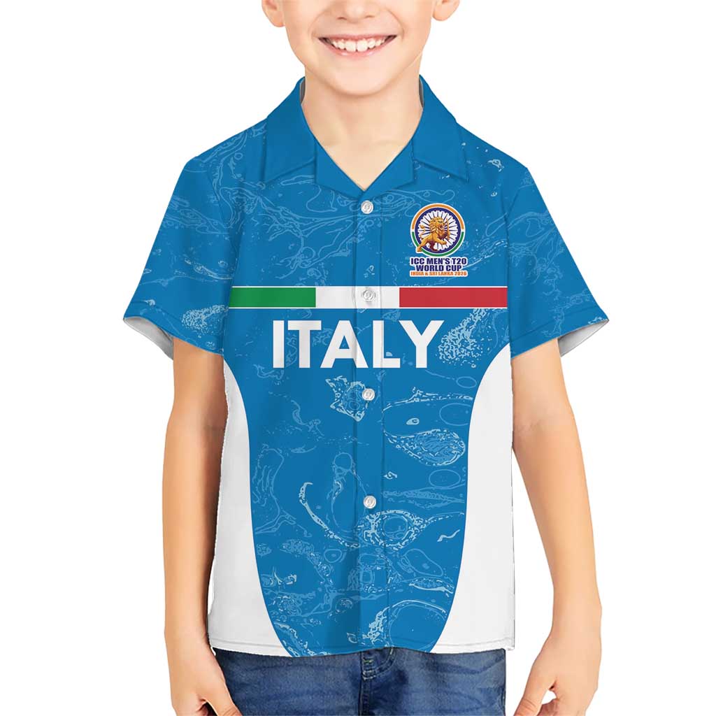 Custom Italy Cricket Spirit 2026 Kid Hawaiian Shirt World T20 Edition - Wonder Print Shop