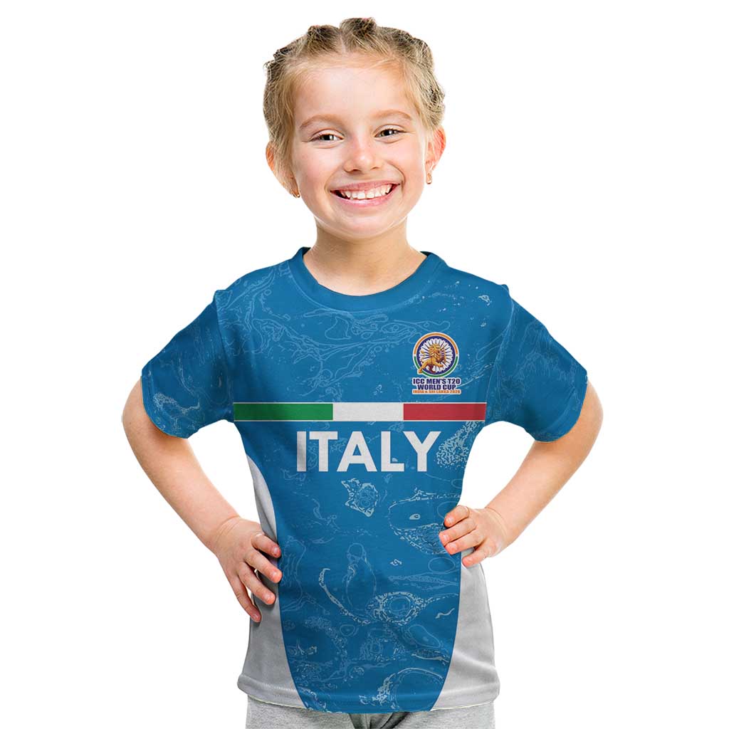 Custom Italy Cricket Spirit 2026 Kid T Shirt World T20 Edition - Wonder Print Shop