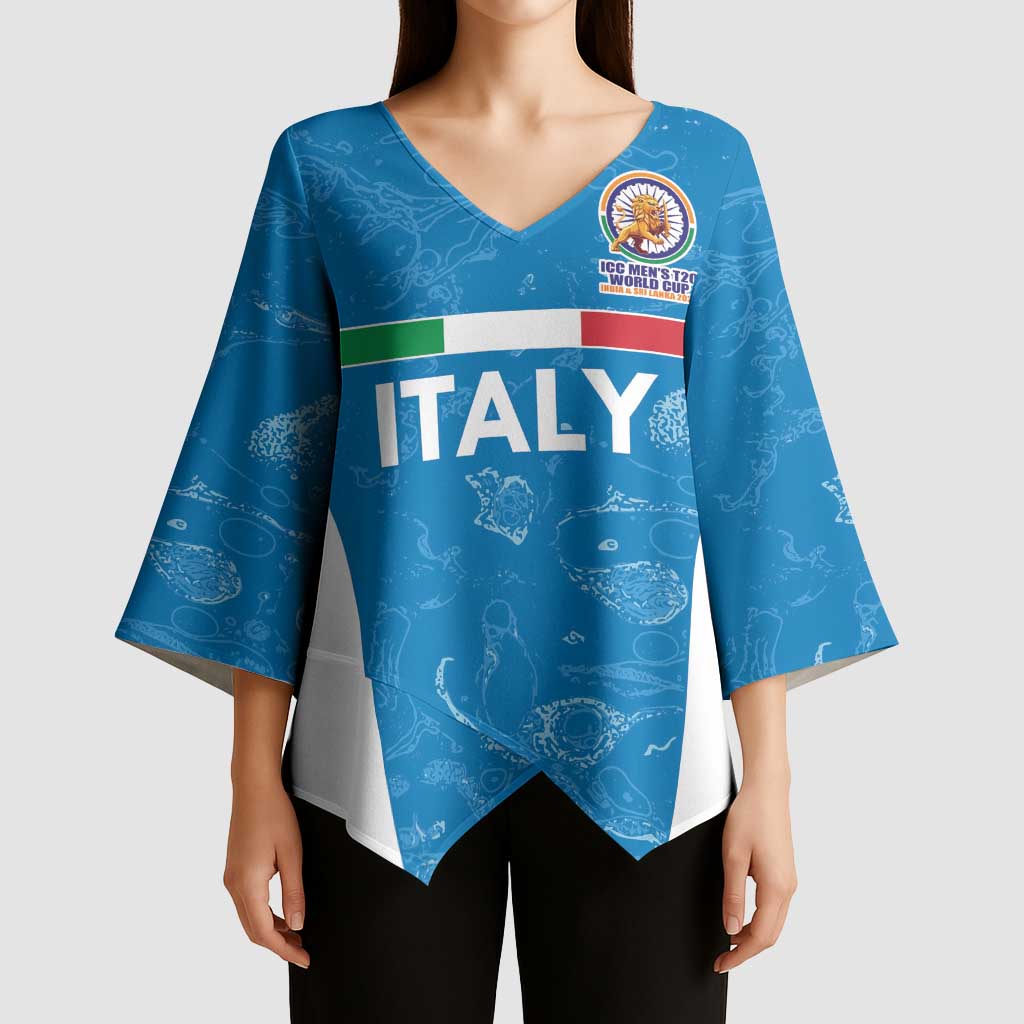 Custom Italy Cricket Spirit 2026 Kimono Sleeve Blouse World T20 Edition - Wonder Print Shop