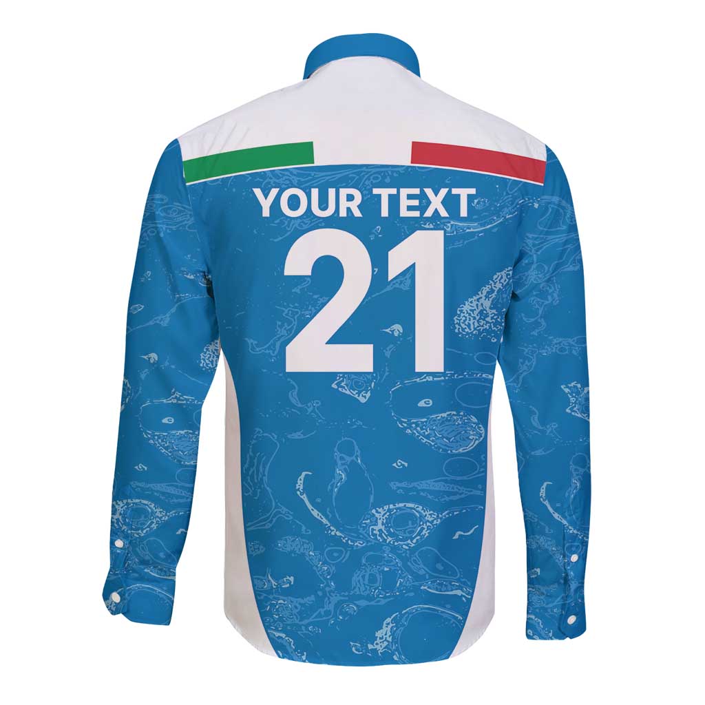 Custom Italy Cricket Spirit 2026 Long Sleeve Button Shirt World T20 Edition - Wonder Print Shop