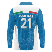 Custom Italy Cricket Spirit 2026 Long Sleeve Polo Shirt World T20 Edition - Wonder Print Shop