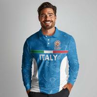Custom Italy Cricket Spirit 2026 Long Sleeve Polo Shirt World T20 Edition - Wonder Print Shop