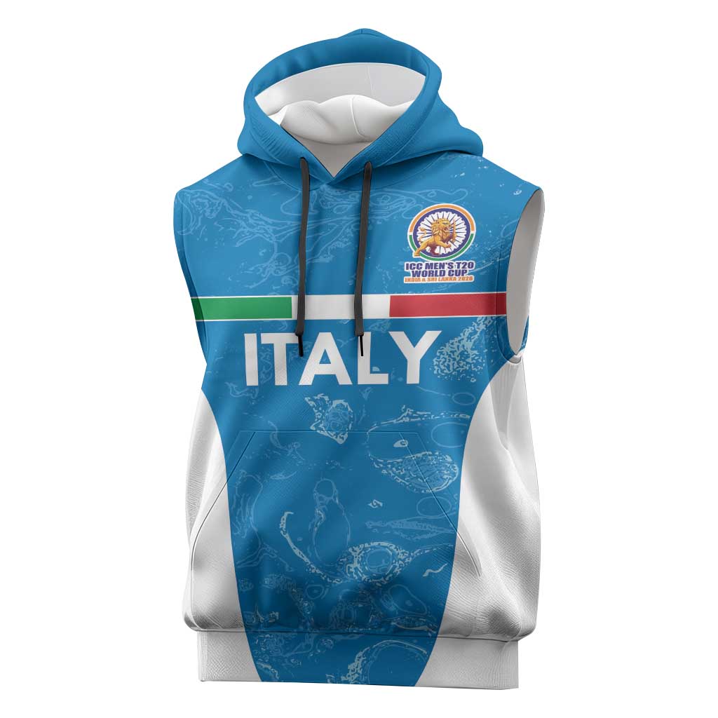 Custom Italy Cricket Spirit 2026 Sleeveless Hoodie World T20 Edition - Wonder Print Shop
