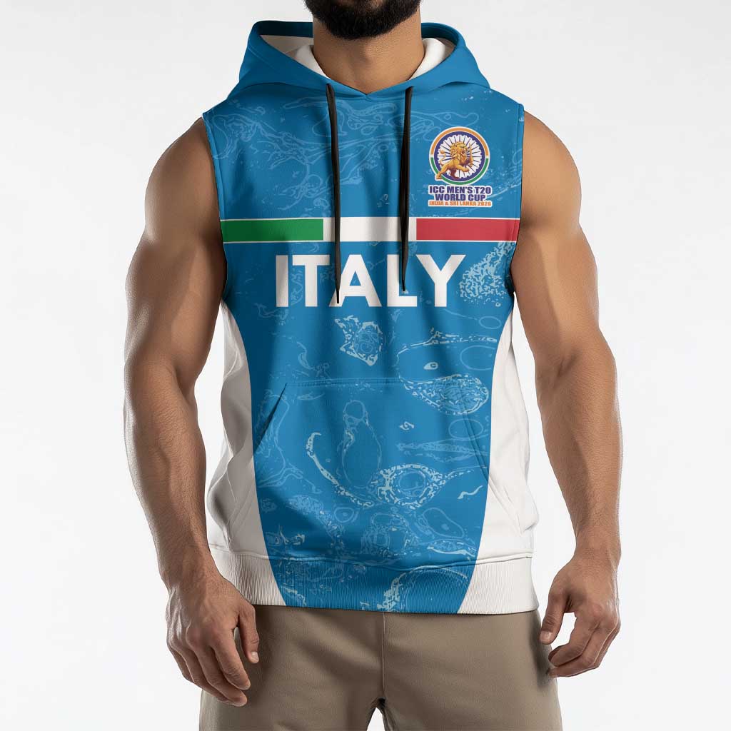 Custom Italy Cricket Spirit 2026 Sleeveless Hoodie World T20 Edition - Wonder Print Shop