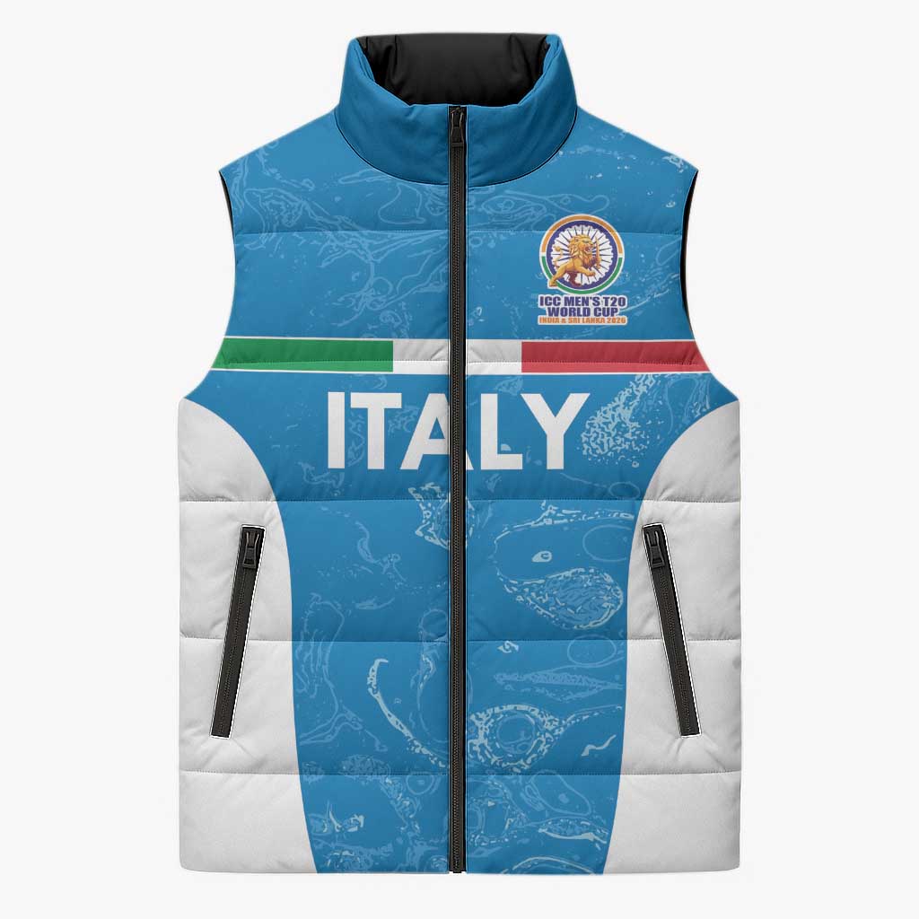 Custom Italy Cricket Spirit 2026 Sleeveless Puffer Jacket World T20 Edition - Wonder Print Shop