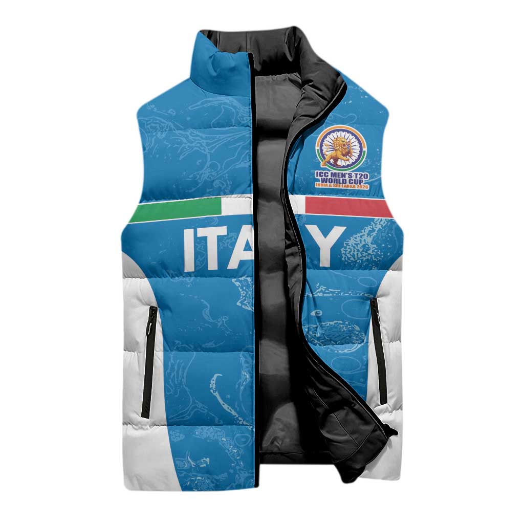 Custom Italy Cricket Spirit 2026 Sleeveless Puffer Jacket World T20 Edition - Wonder Print Shop
