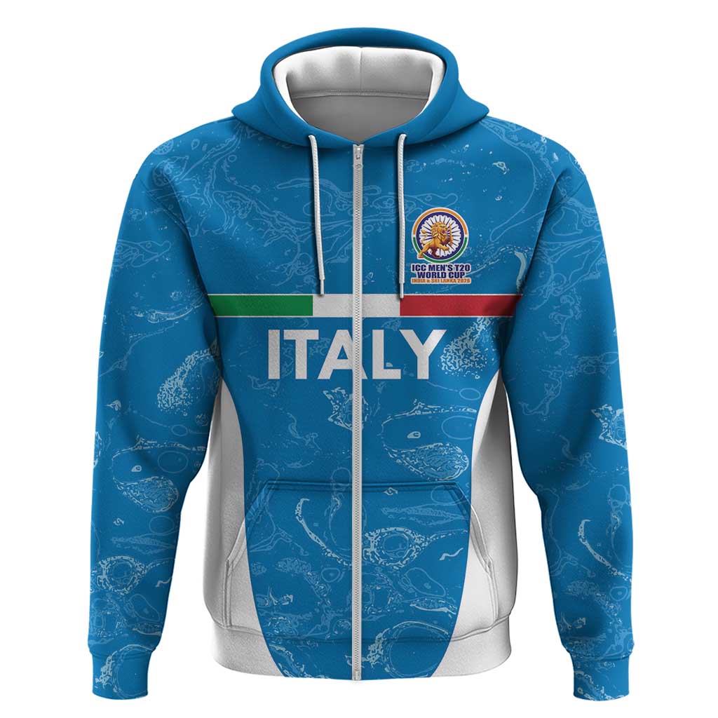 Custom Italy Cricket Spirit 2026 Zip Hoodie World T20 Edition - Wonder Print Shop
