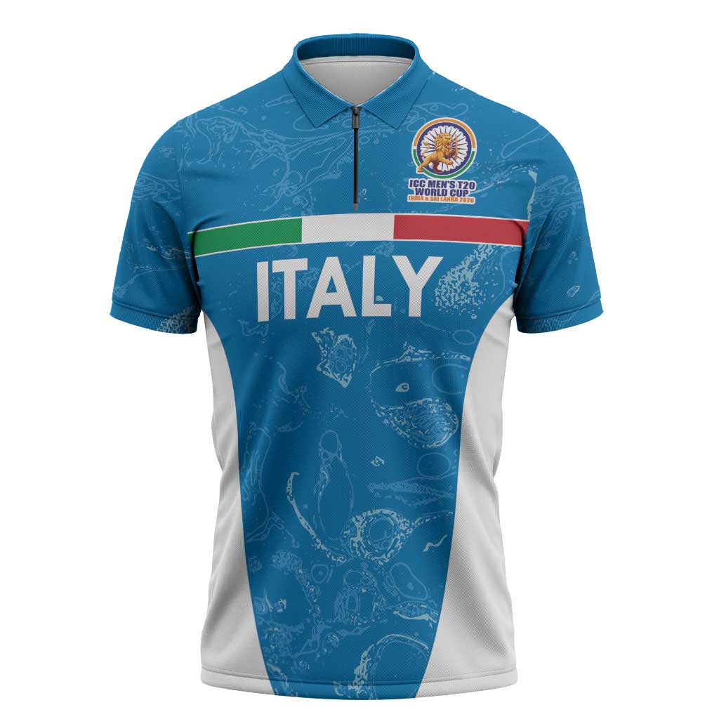 Custom Italy Cricket Spirit 2026 Zipper Polo Shirt World T20 Edition - Wonder Print Shop