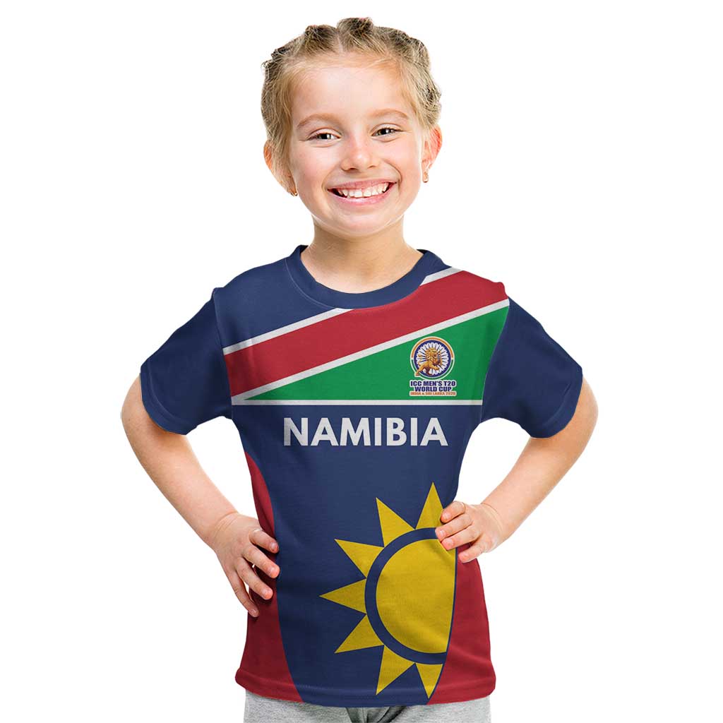 Custom Namibia Cricket Spirit 2026 Kid T Shirt World T20 Edition - Wonder Print Shop