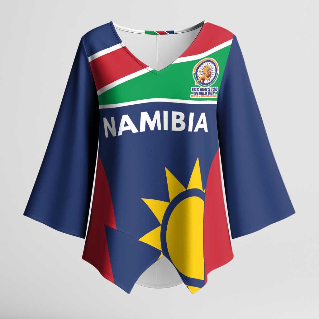 Custom Namibia Cricket Spirit 2026 Kimono Sleeve Blouse World T20 Edition - Wonder Print Shop
