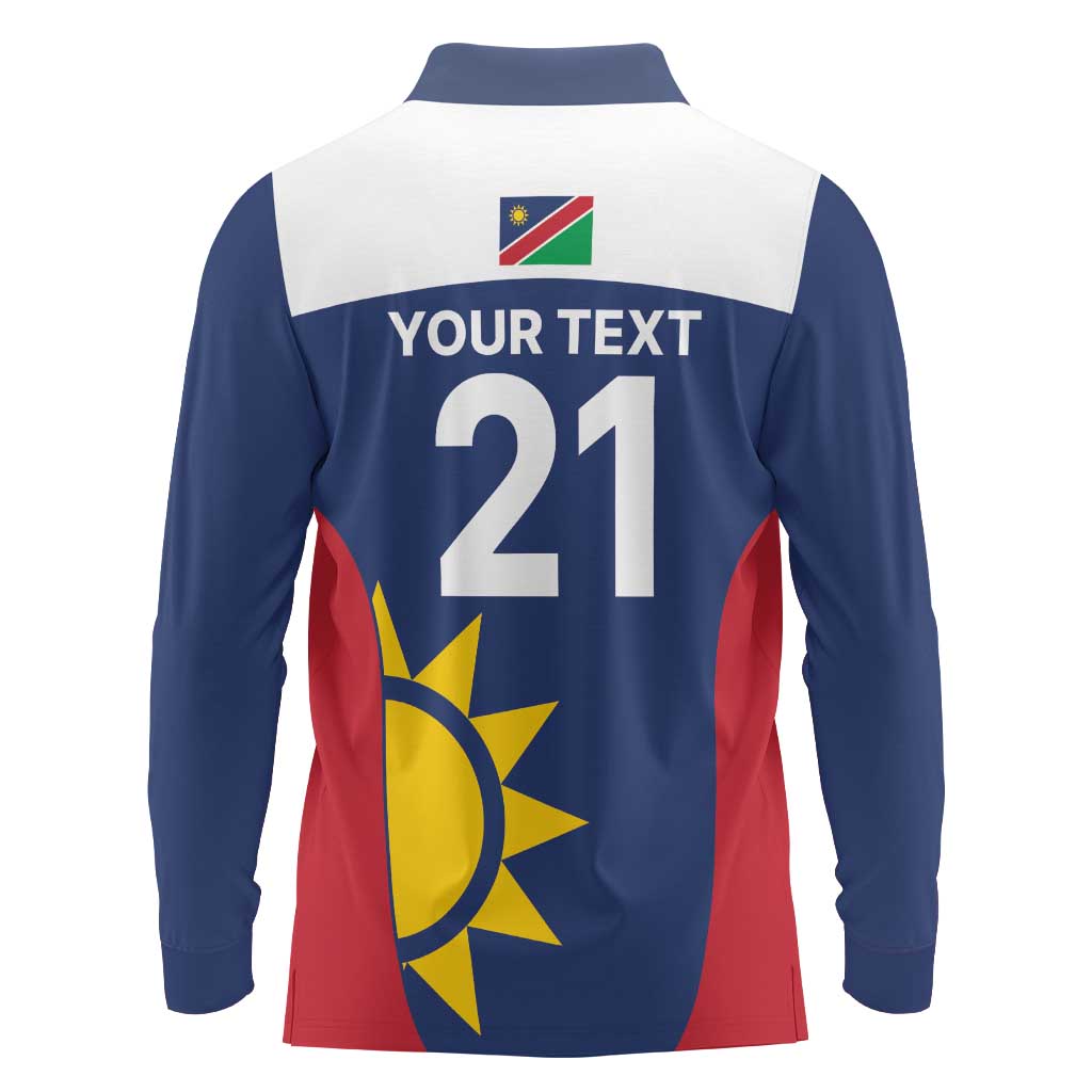Custom Namibia Cricket Spirit 2026 Long Sleeve Polo Shirt World T20 Edition - Wonder Print Shop
