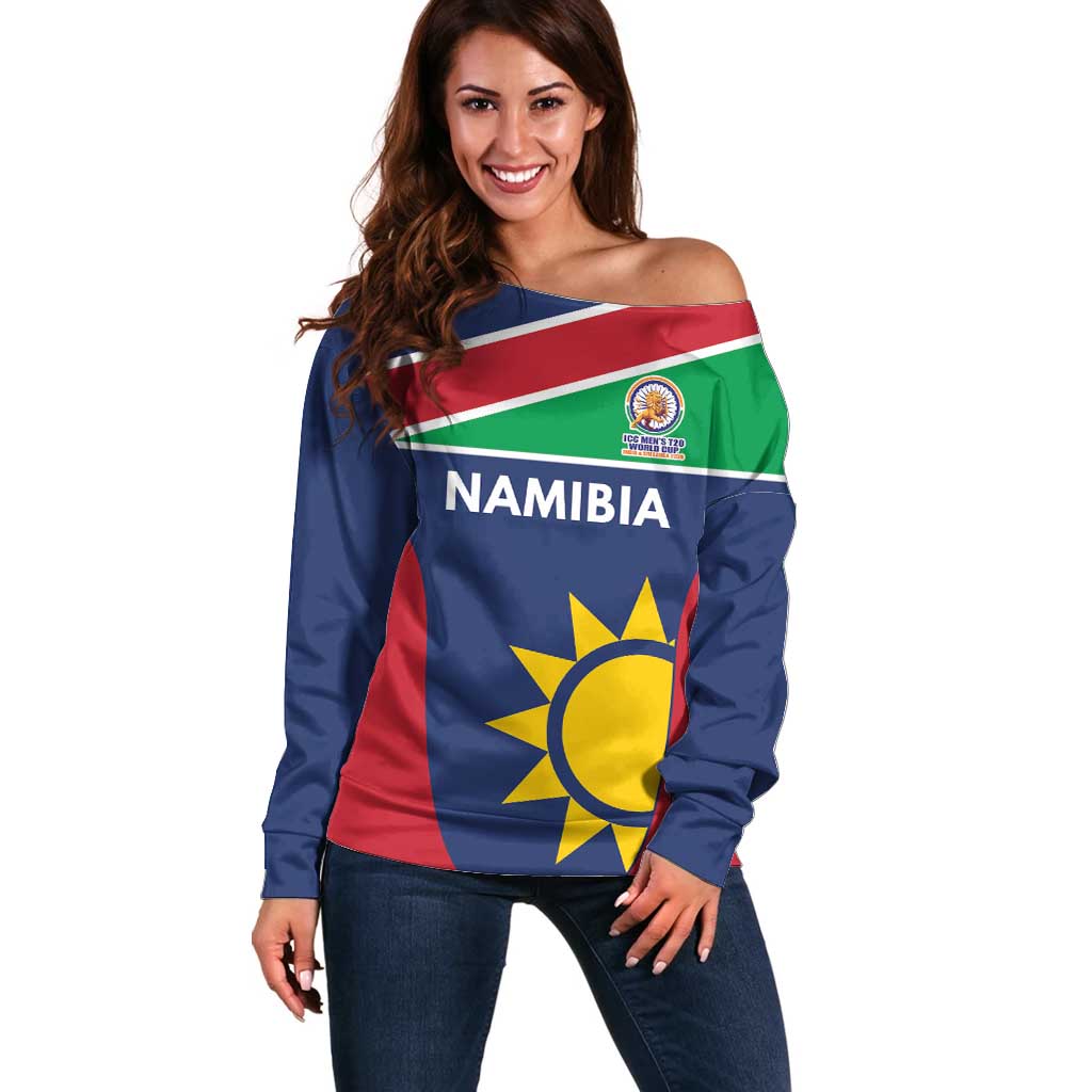 Custom Namibia Cricket Spirit 2026 Off Shoulder Sweater World T20 Edition - Wonder Print Shop