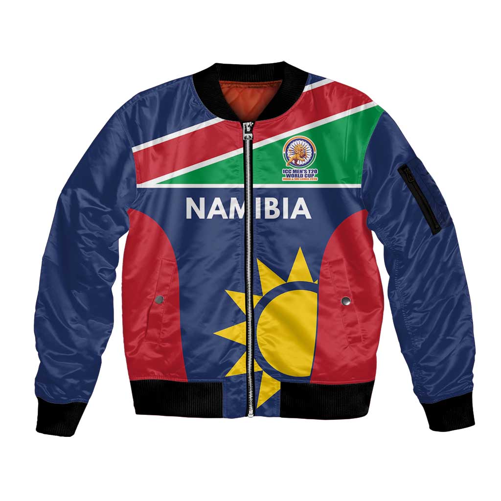 Custom Namibia Cricket Spirit 2026 Sleeve Zip Bomber Jacket World T20 Edition - Wonder Print Shop