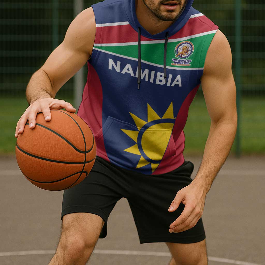 Custom Namibia Cricket Spirit 2026 Sleeveless Hoodie World T20 Edition - Wonder Print Shop