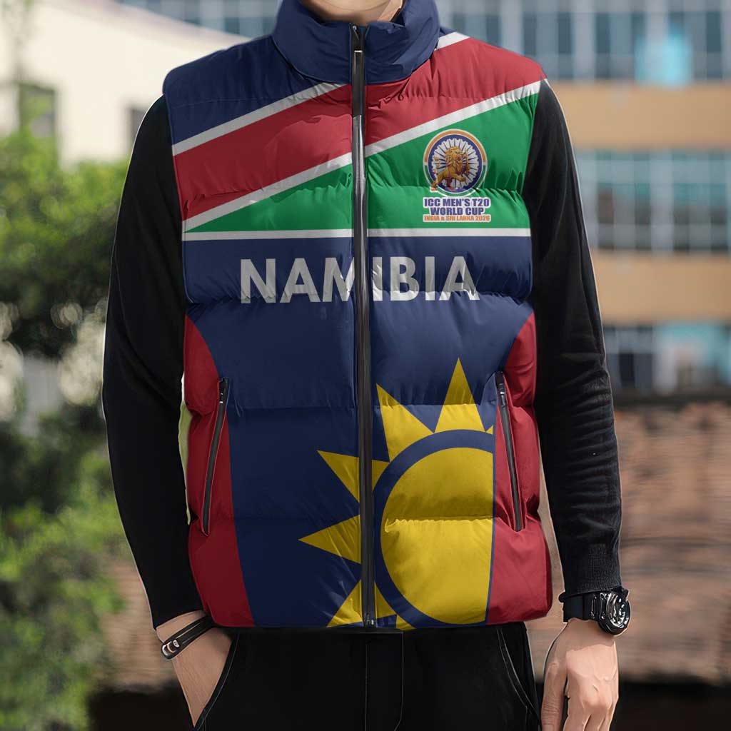Custom Namibia Cricket Spirit 2026 Sleeveless Puffer Jacket World T20 Edition - Wonder Print Shop