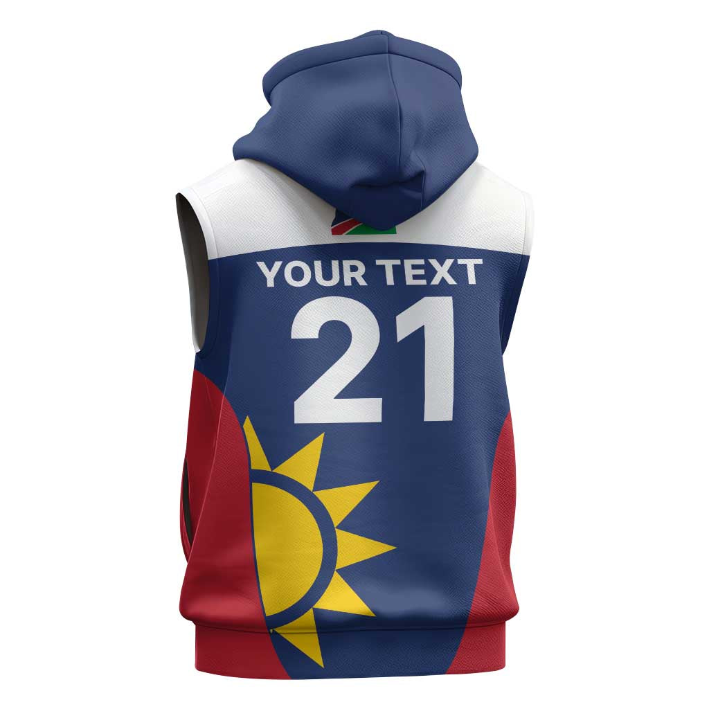 Custom Namibia Cricket Spirit 2026 Sleeveless Zip Hoodie World T20 Edition - Wonder Print Shop