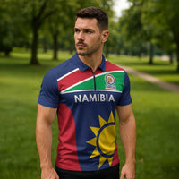 Custom Namibia Cricket Spirit 2026 Zipper Polo Shirt World T20 Edition - Wonder Print Shop