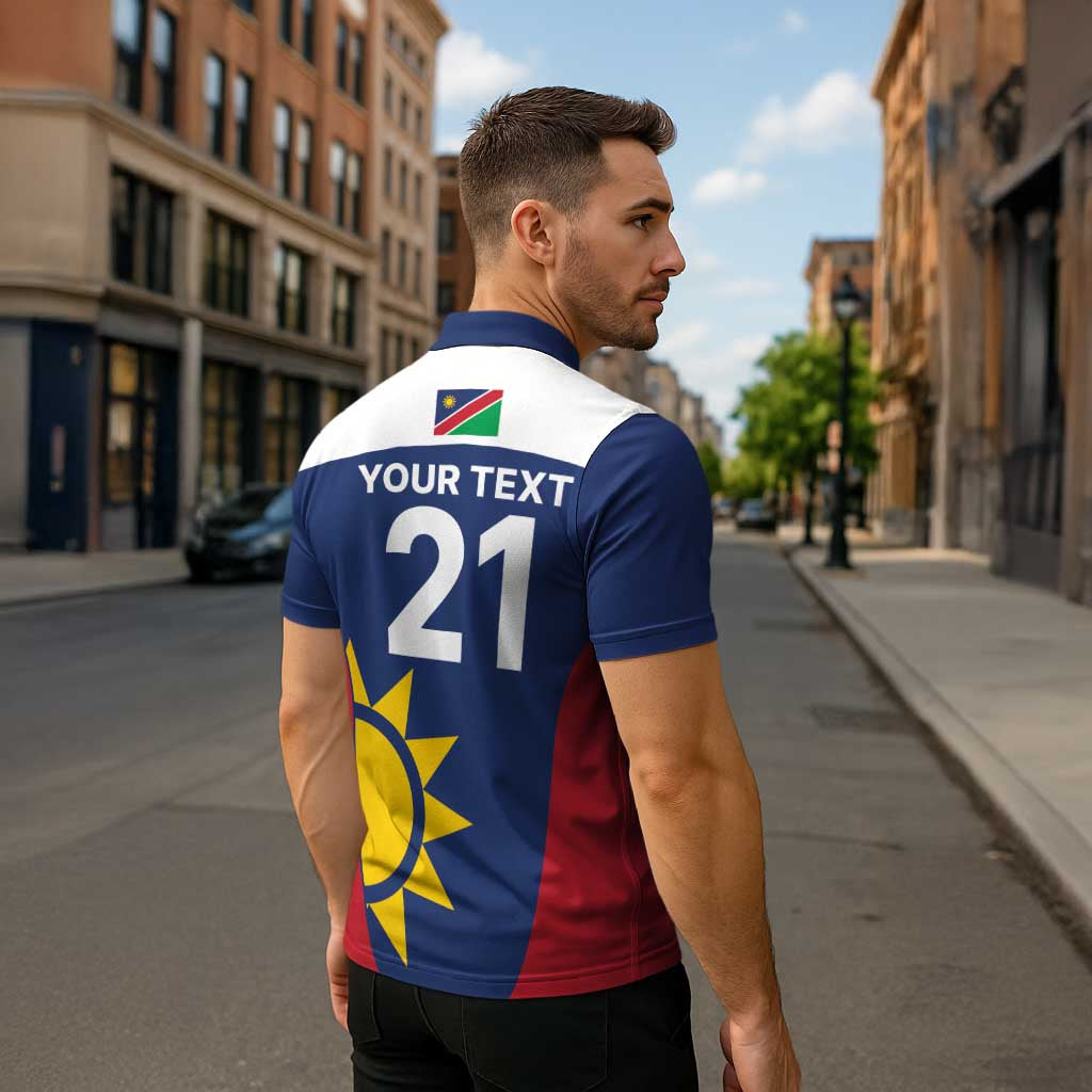 Custom Namibia Cricket Spirit 2026 Zipper Polo Shirt World T20 Edition - Wonder Print Shop