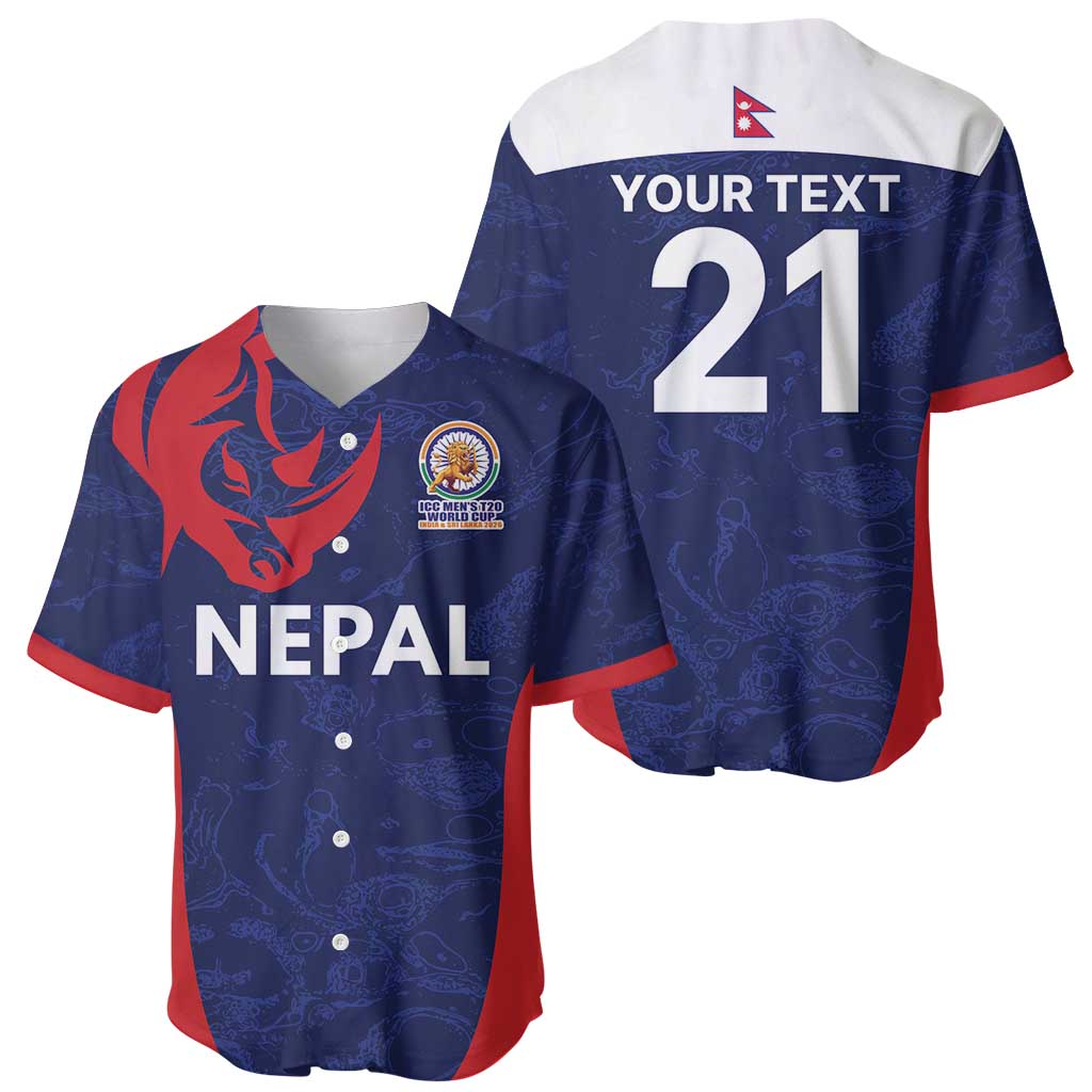 Custom Nepal Cricket Spirit 2026 Baseball Jersey World T20 Edition - Wonder Print Shop