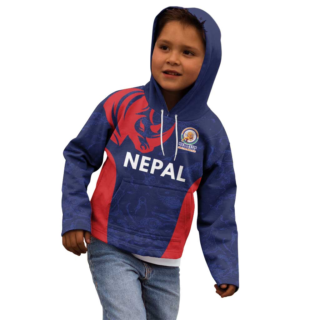 Custom Nepal Cricket Spirit 2026 Kid Hoodie World T20 Edition - Wonder Print Shop