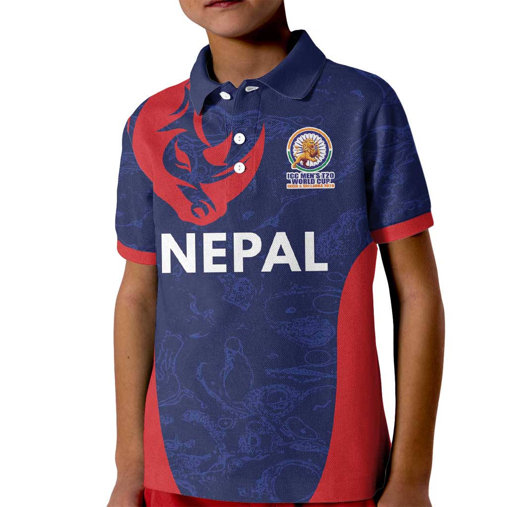Custom Nepal Cricket Spirit 2026 Kid Polo Shirt World T20 Edition - Wonder Print Shop