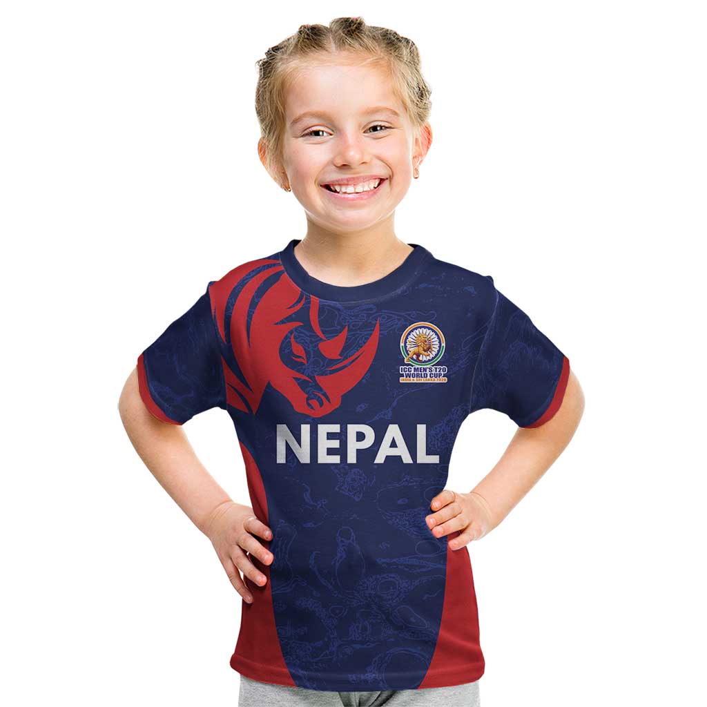 Custom Nepal Cricket Spirit 2026 Kid T Shirt World T20 Edition - Wonder Print Shop