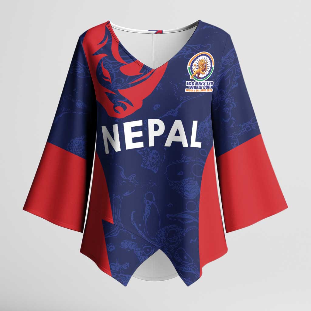 Custom Nepal Cricket Spirit 2026 Kimono Sleeve Blouse World T20 Edition - Wonder Print Shop