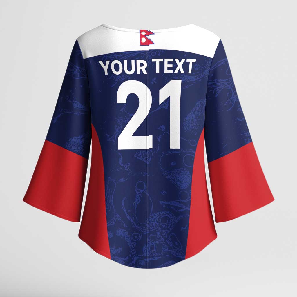 Custom Nepal Cricket Spirit 2026 Kimono Sleeve Blouse World T20 Edition - Wonder Print Shop