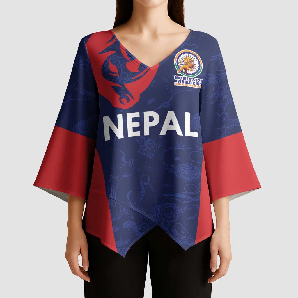 Custom Nepal Cricket Spirit 2026 Kimono Sleeve Blouse World T20 Edition - Wonder Print Shop