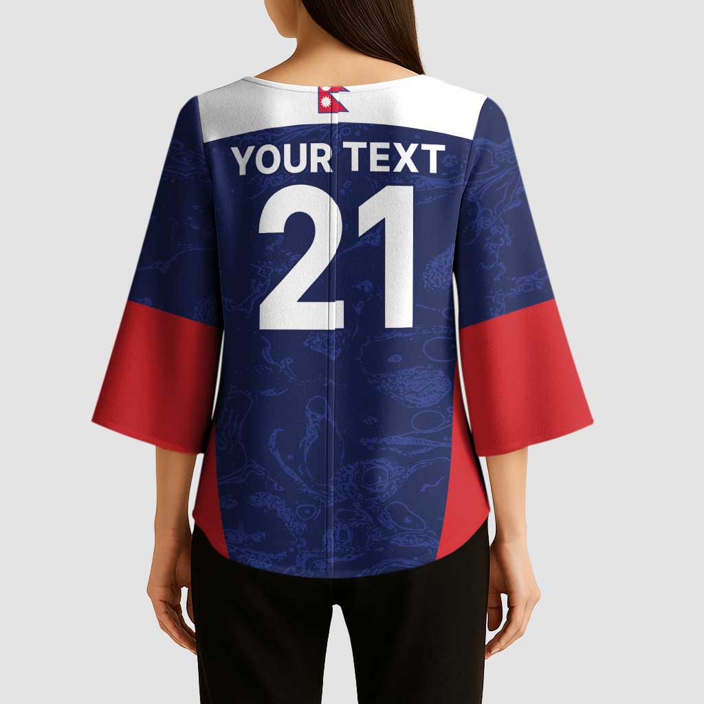 Custom Nepal Cricket Spirit 2026 Kimono Sleeve Blouse World T20 Edition - Wonder Print Shop