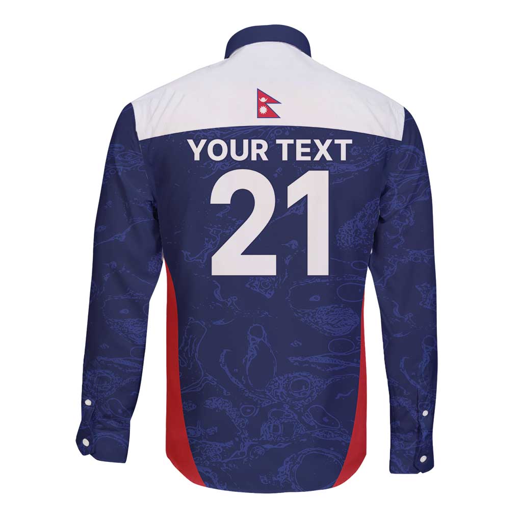 Custom Nepal Cricket Spirit 2026 Long Sleeve Button Shirt World T20 Edition - Wonder Print Shop