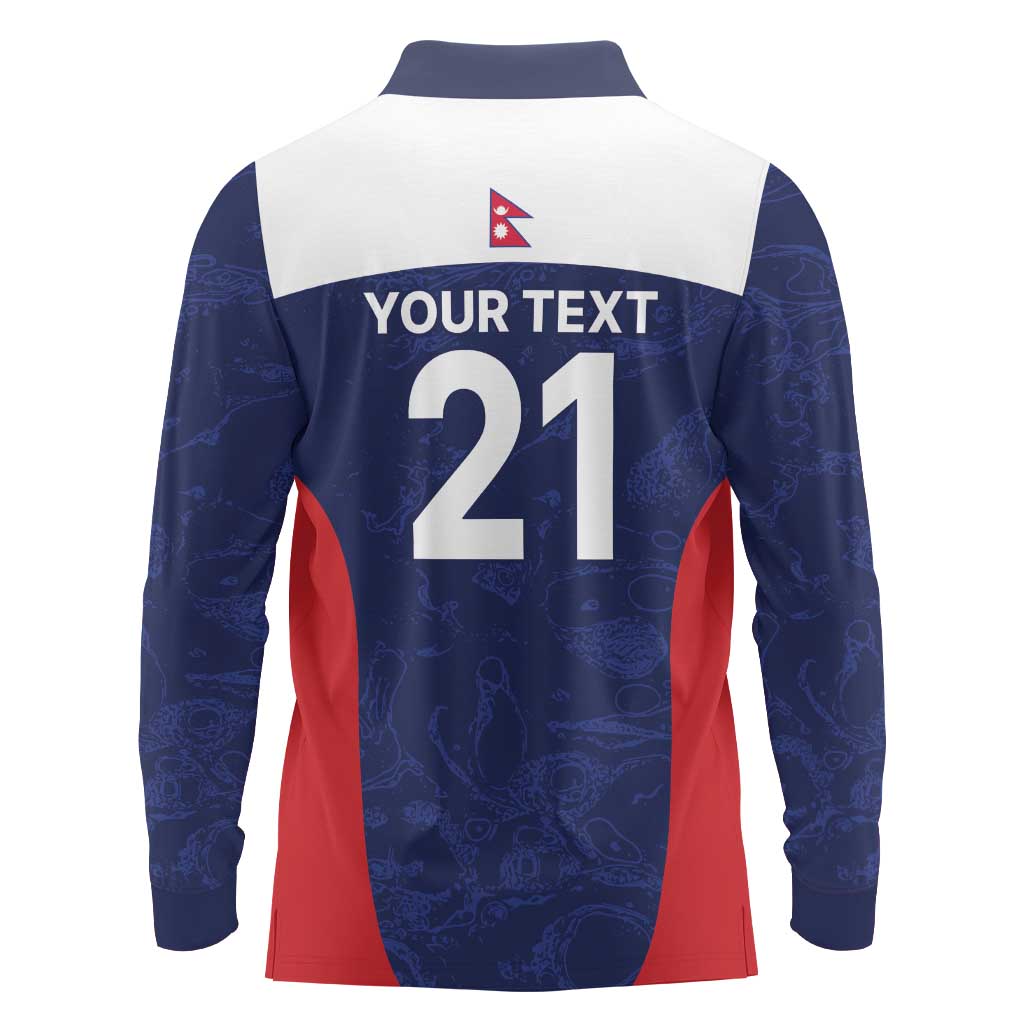 Custom Nepal Cricket Spirit 2026 Long Sleeve Polo Shirt World T20 Edition - Wonder Print Shop