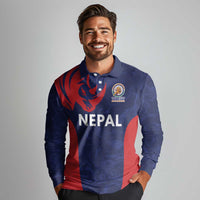 Custom Nepal Cricket Spirit 2026 Long Sleeve Polo Shirt World T20 Edition - Wonder Print Shop