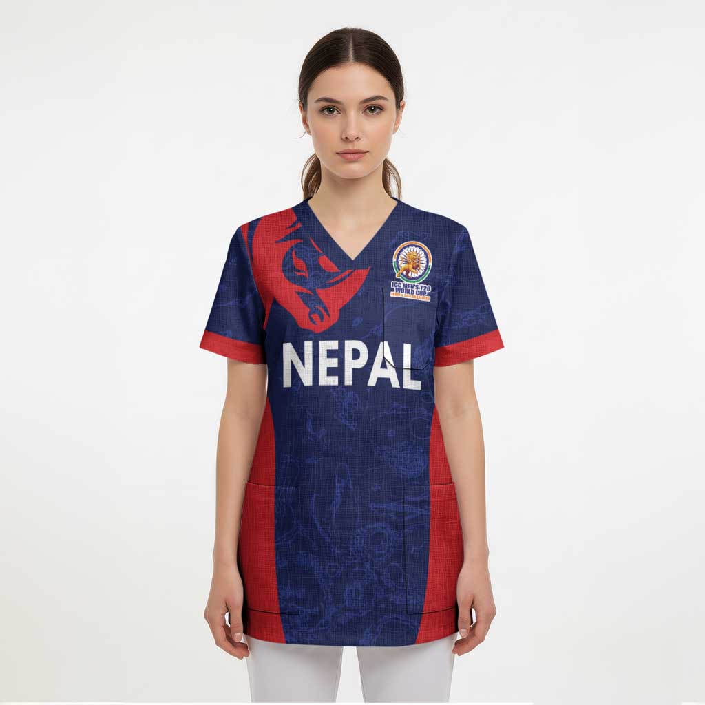 Custom Nepal Cricket Spirit 2026 Scrub Top World T20 Edition - Wonder Print Shop