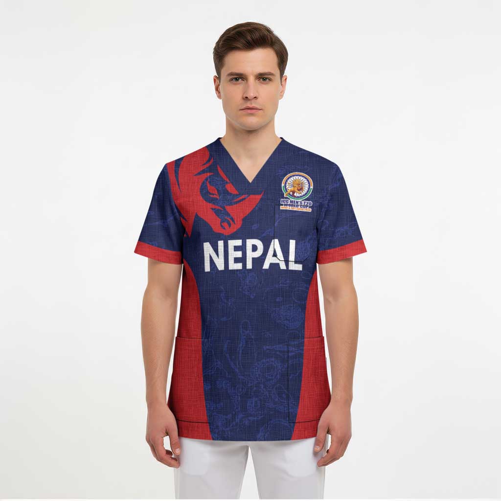 Custom Nepal Cricket Spirit 2026 Scrub Top World T20 Edition - Wonder Print Shop