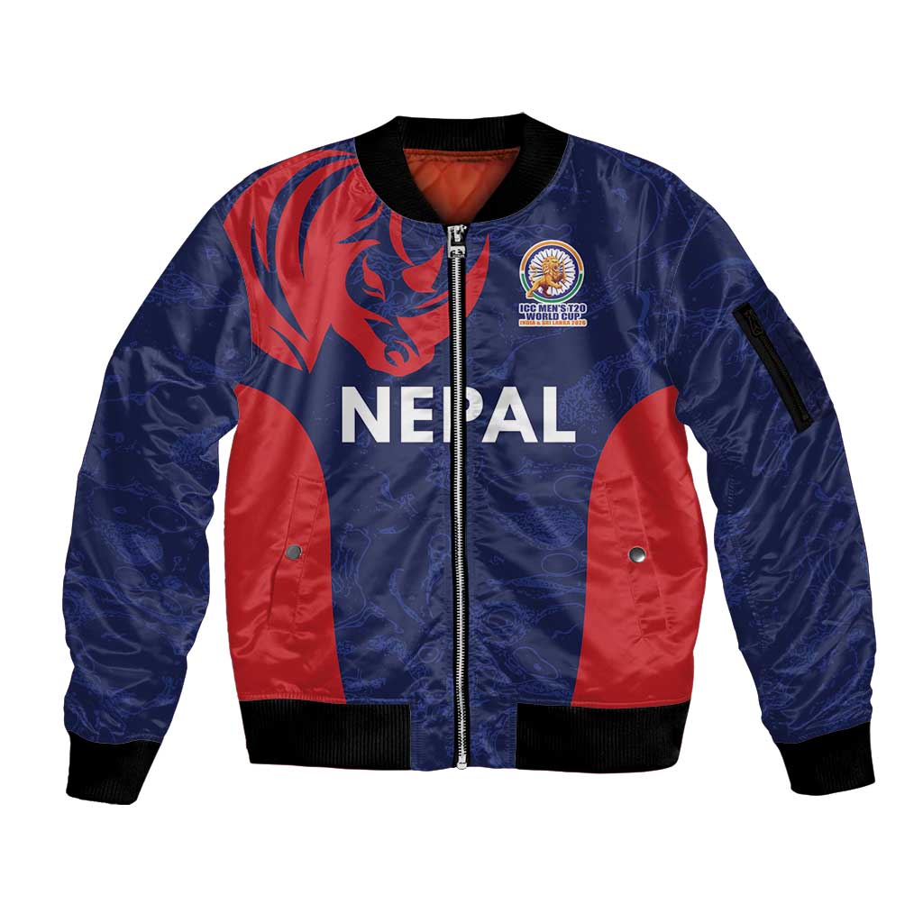 Custom Nepal Cricket Spirit 2026 Sleeve Zip Bomber Jacket World T20 Edition - Wonder Print Shop