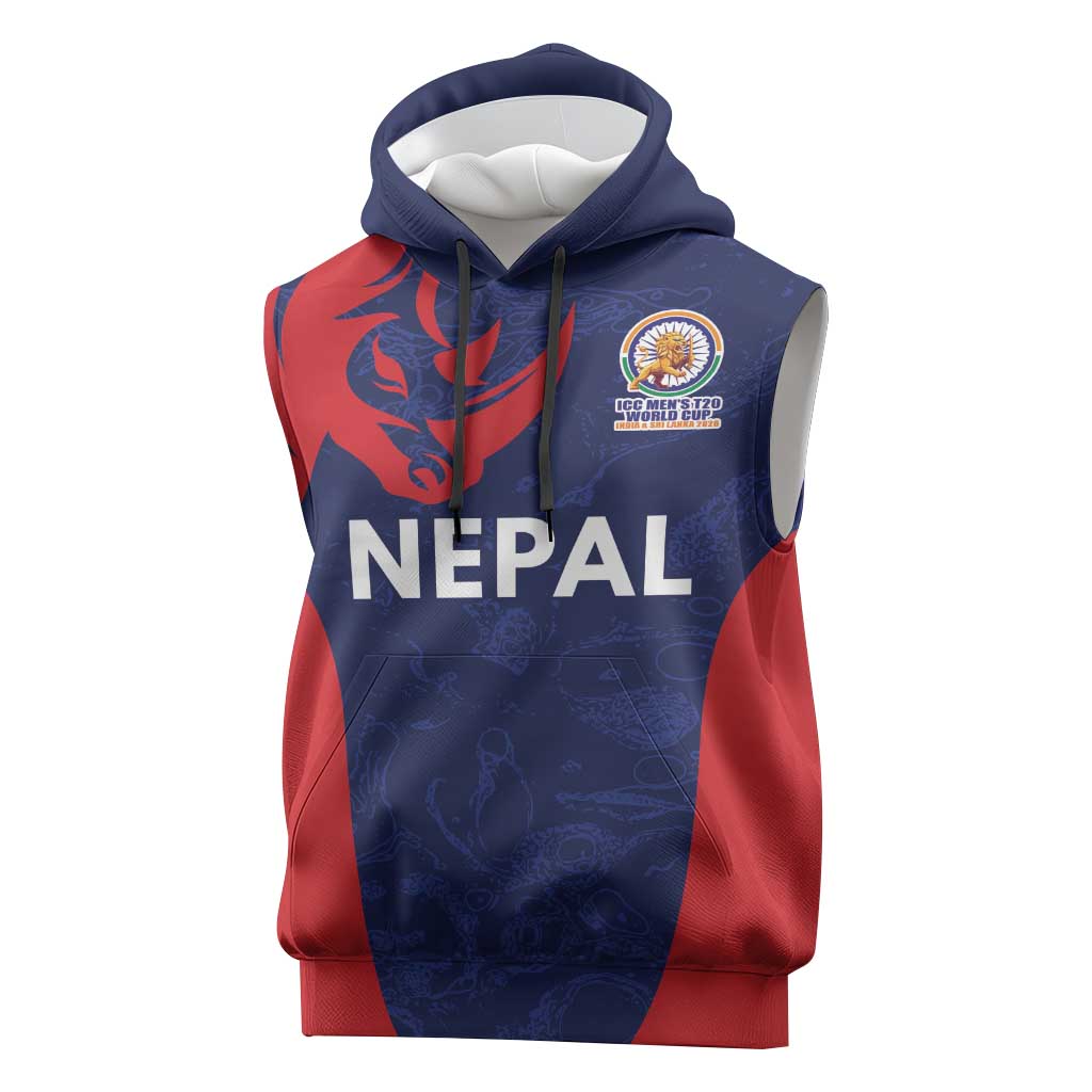Custom Nepal Cricket Spirit 2026 Sleeveless Hoodie World T20 Edition - Wonder Print Shop