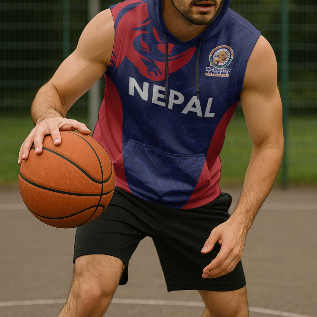 Custom Nepal Cricket Spirit 2026 Sleeveless Hoodie World T20 Edition - Wonder Print Shop