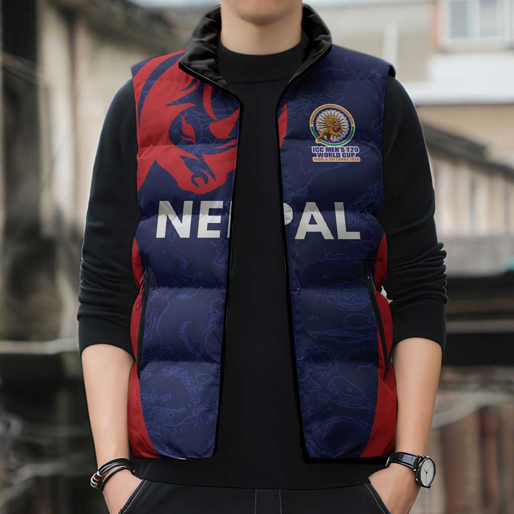 Custom Nepal Cricket Spirit 2026 Sleeveless Puffer Jacket World T20 Edition - Wonder Print Shop