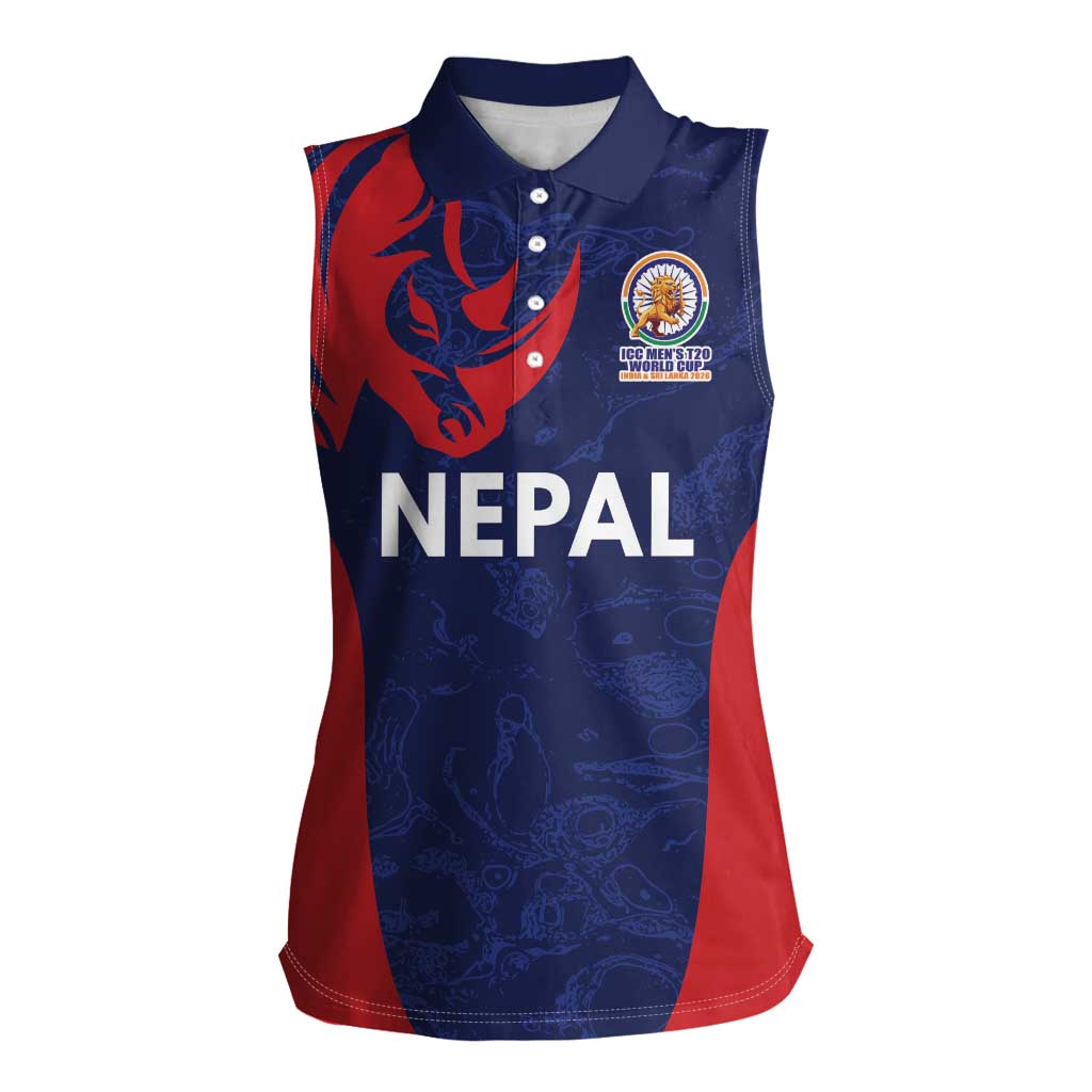 Custom Nepal Cricket Spirit 2026 Women Sleeveless Polo Shirt World T20 Edition - Wonder Print Shop