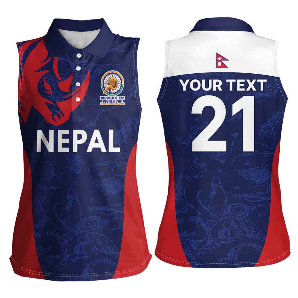 Custom Nepal Cricket Spirit 2026 Women Sleeveless Polo Shirt World T20 Edition - Wonder Print Shop