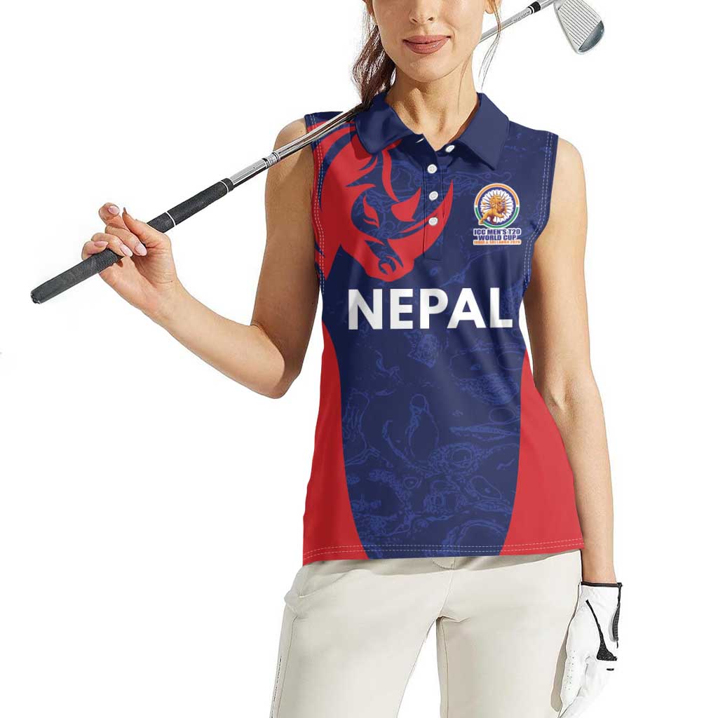 Custom Nepal Cricket Spirit 2026 Women Sleeveless Polo Shirt World T20 Edition - Wonder Print Shop