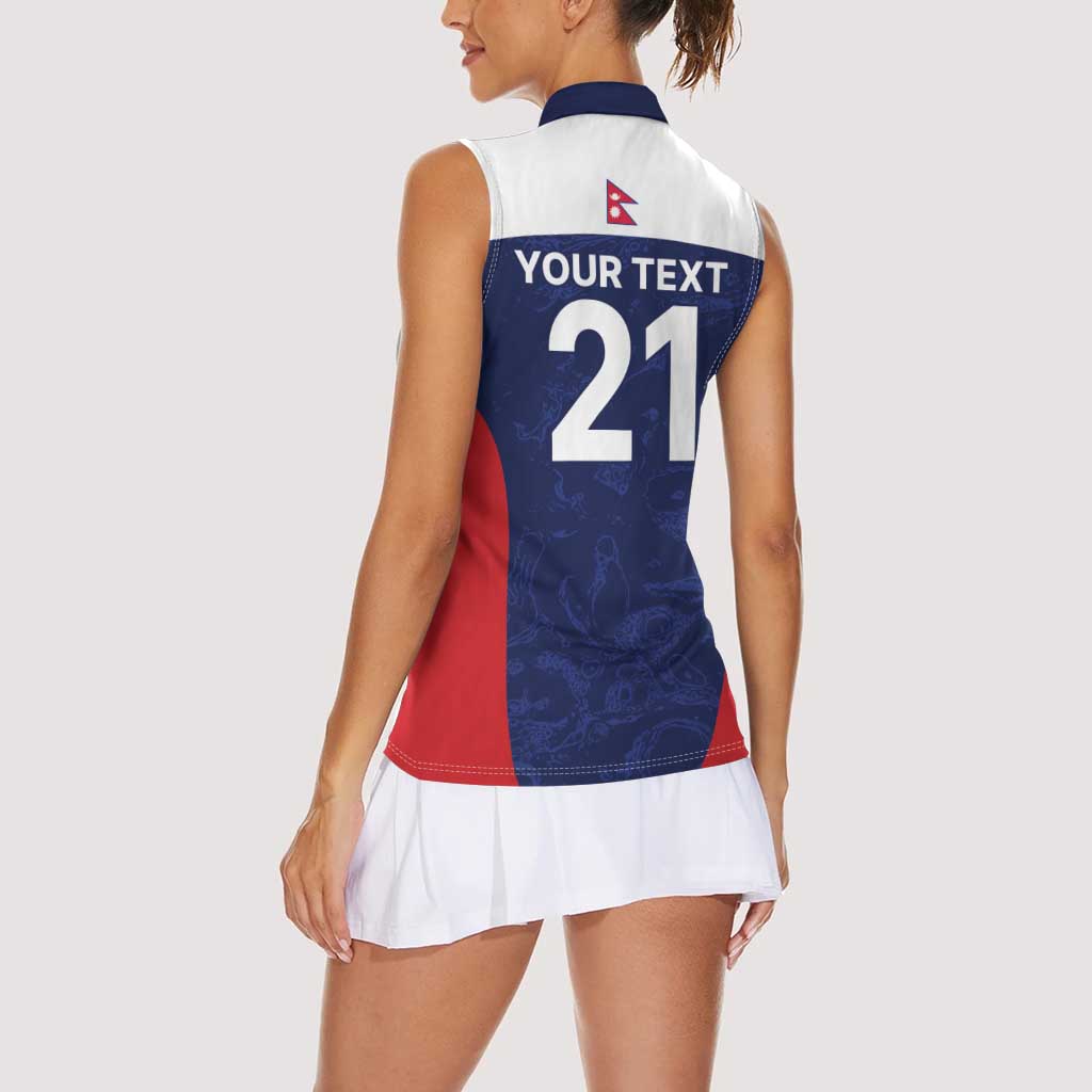 Custom Nepal Cricket Spirit 2026 Women Sleeveless Polo Shirt World T20 Edition - Wonder Print Shop