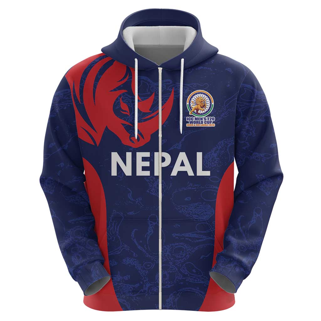 Custom Nepal Cricket Spirit 2026 Zip Hoodie World T20 Edition - Wonder Print Shop